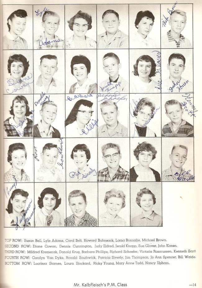 1959-1960 8th Grade, Mr. Kalbfleisch's PM Class