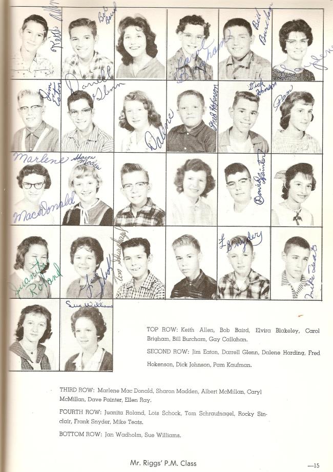 1959-1960 8th Grade, Mr. Riggs' PM Class