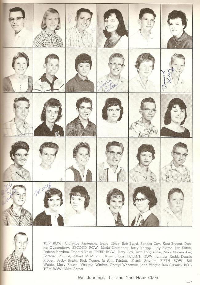 1960-1961 9th Grade, Mr. Jennings' 1-2 Hr Class