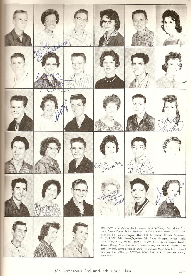 1960-1961 9th Grade, Mr. Johnson's 3-4 Hr Class